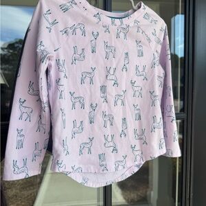 Cat & Jack Light Pink Deer Pattern Long Sleeve Tee